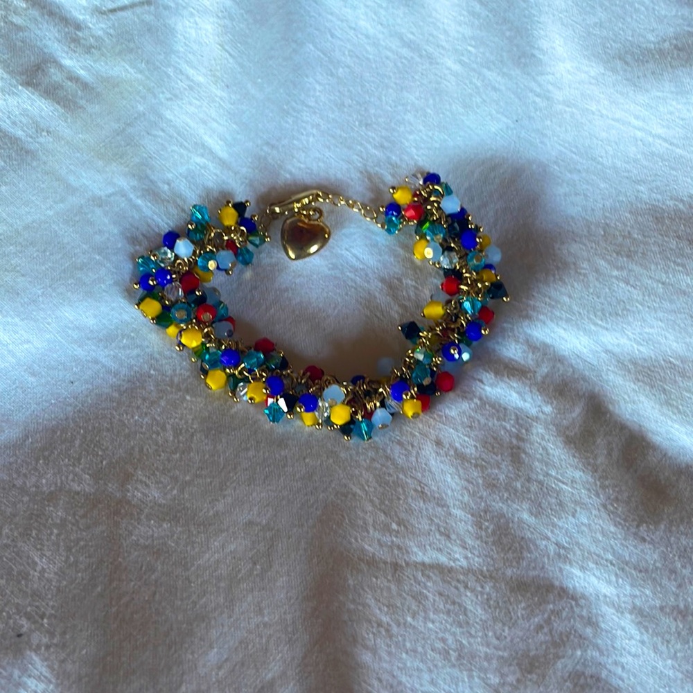 Bracelet from Columbia multi colored stones with heart trinket costume jewelry